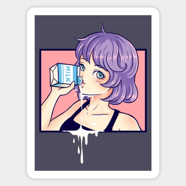 Drinking Fresh Milk Sticker by KucingKecil